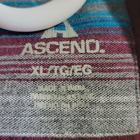 Ascend Size XL Lined Button Up Shirt Multicolor Striped Cotton - Picture 3 of 6